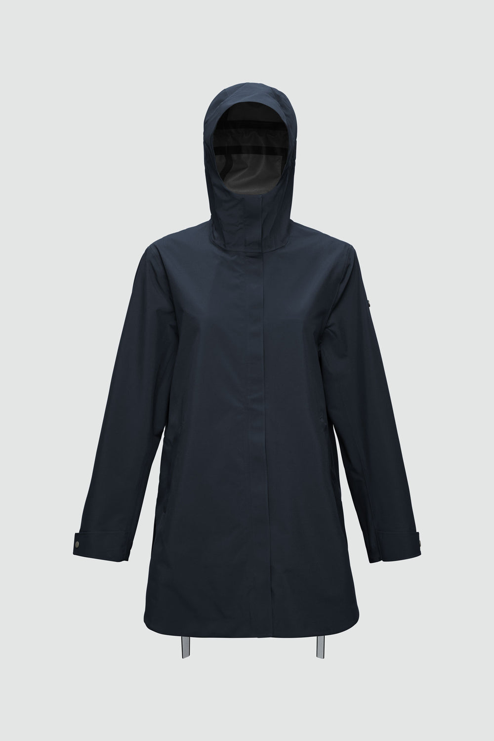 Silhouette de veste avec points de mesure : A poitrine, B taille, C longueur de manche, D longueur dos au milieu
