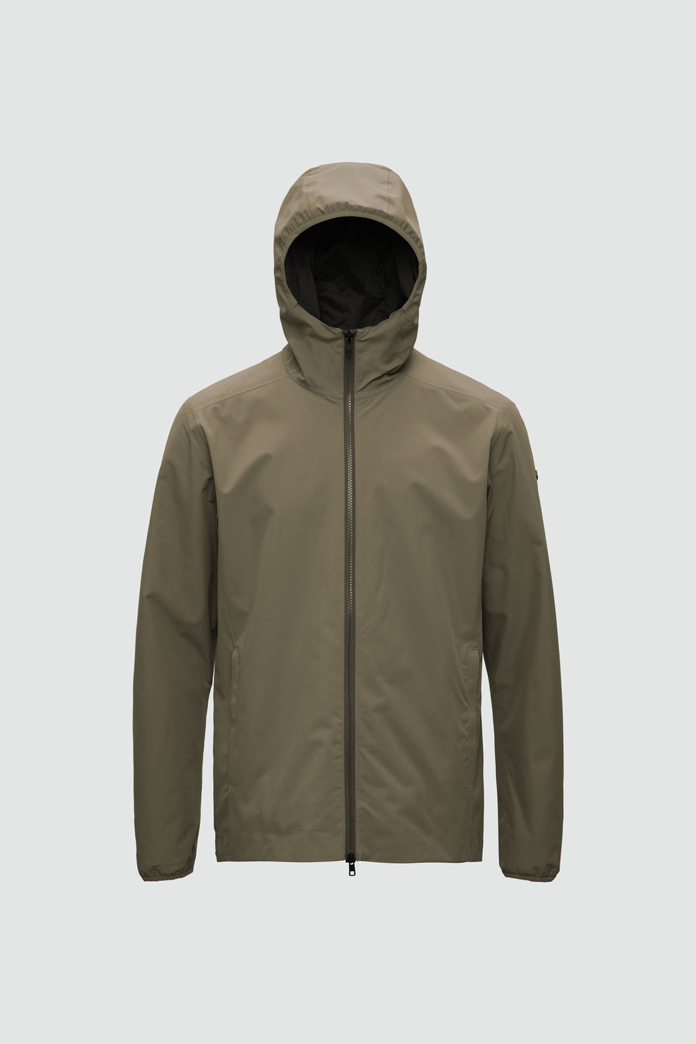 Silhouette de veste avec points de mesure : A poitrine, B taille, C longueur de manche, D longueur dos au milieu