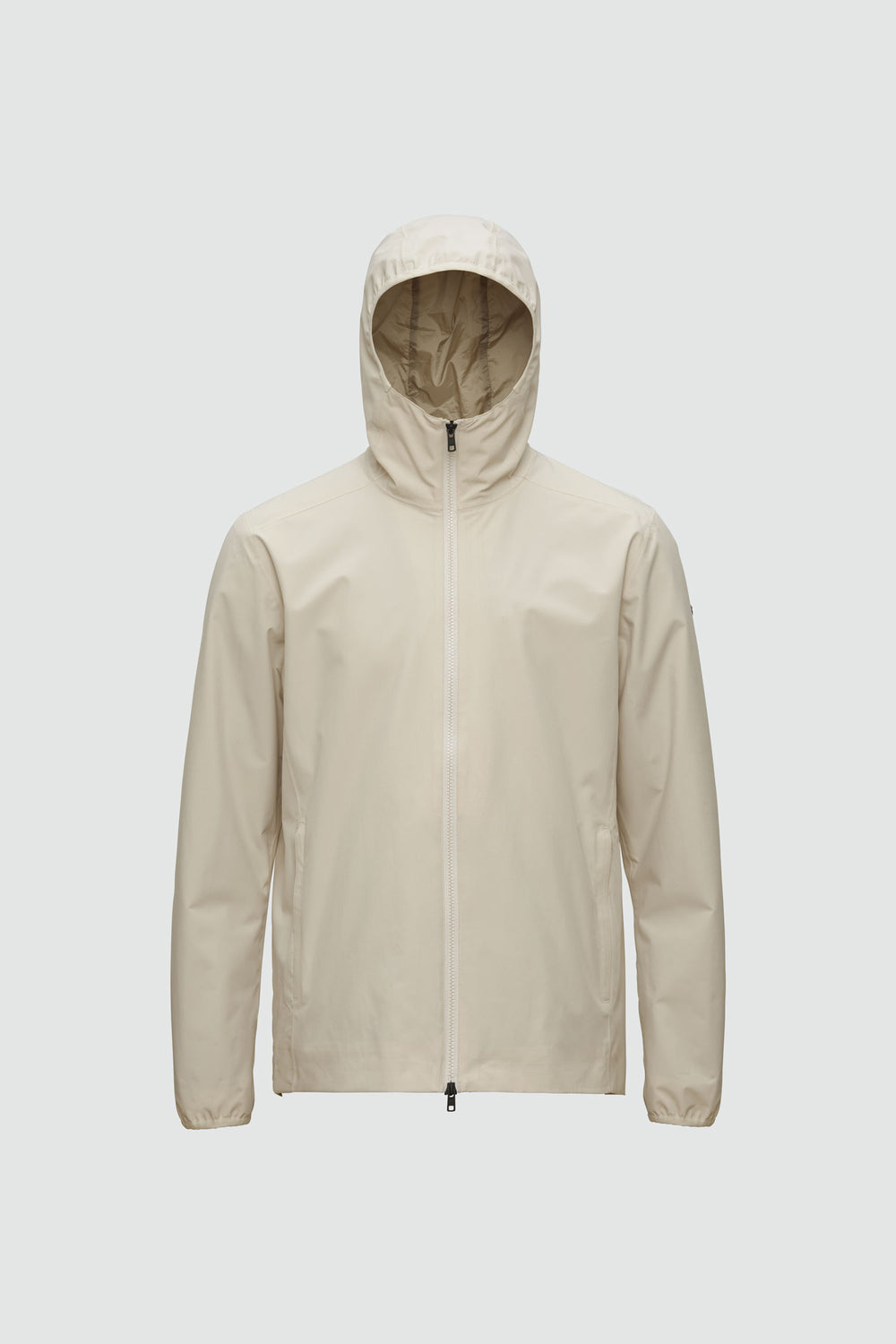 Jacket outline with measurement points: A chest, B waist, C sleeve length, D centre back length
