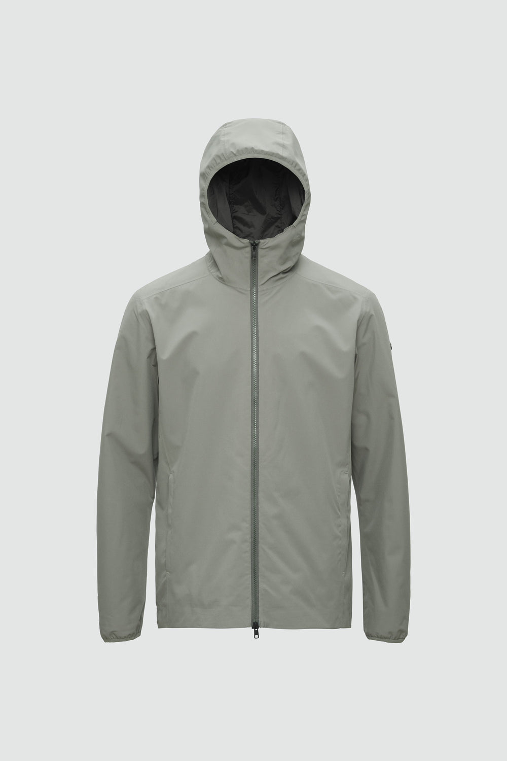 Silhouette de veste avec points de mesure : A poitrine, B taille, C longueur de manche, D longueur dos au milieu
