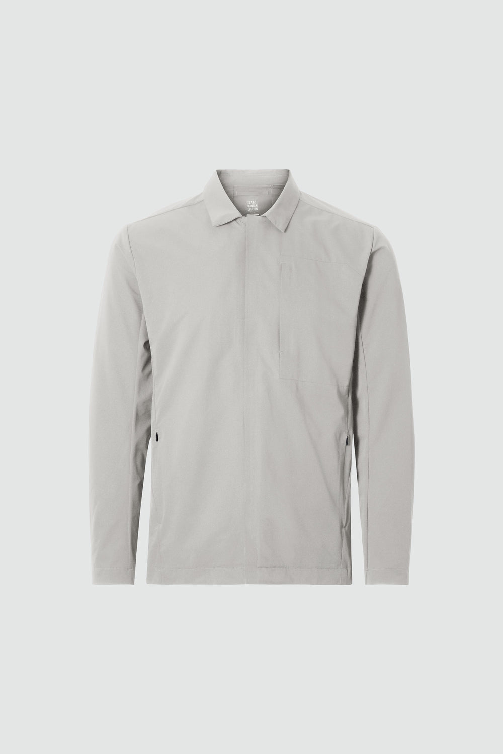 Jacket outline with measurement points: A chest, B waist, C sleeve length, D centre back length