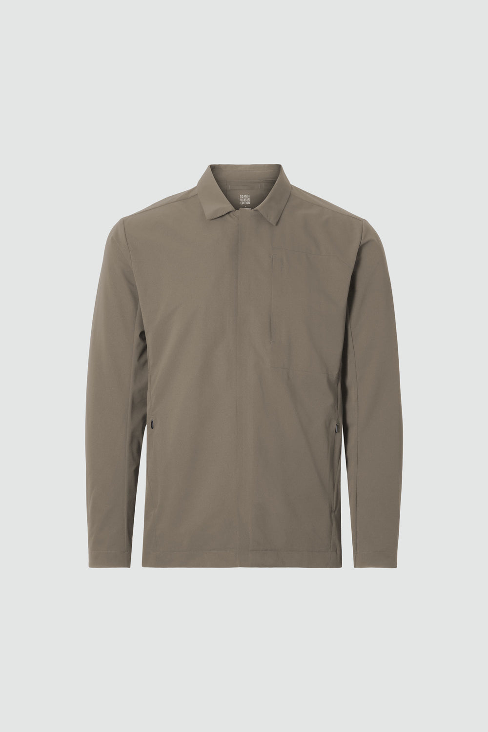 Jacket outline with measurement points: A chest, B waist, C sleeve length, D centre back length