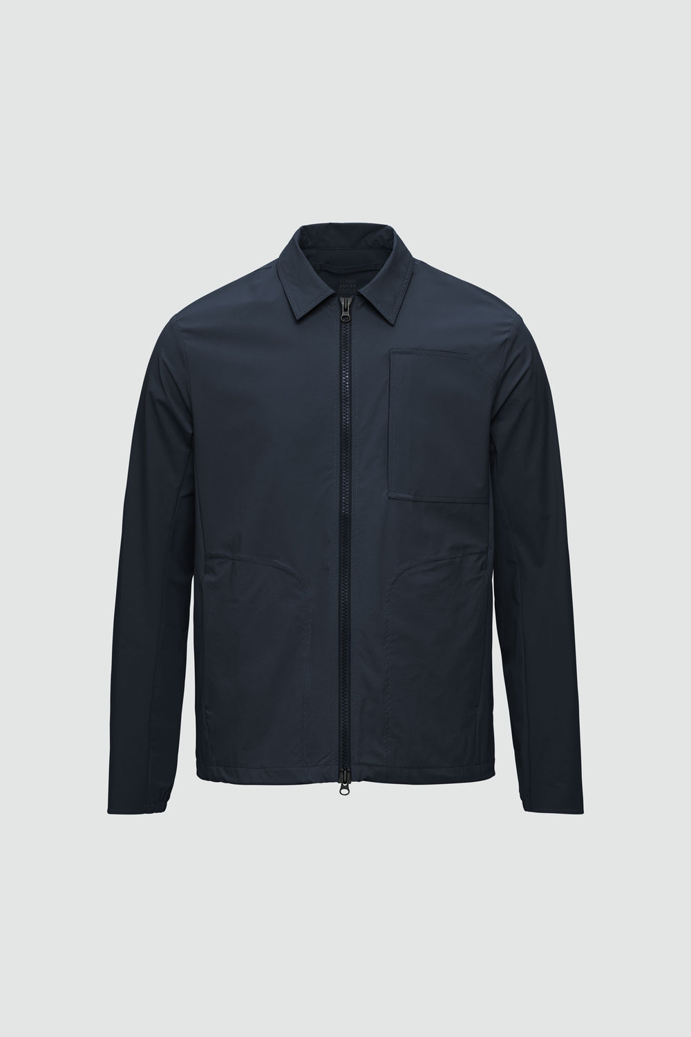 Jacket outline with measurement points: A chest, B waist, C sleeve length, D centre back length