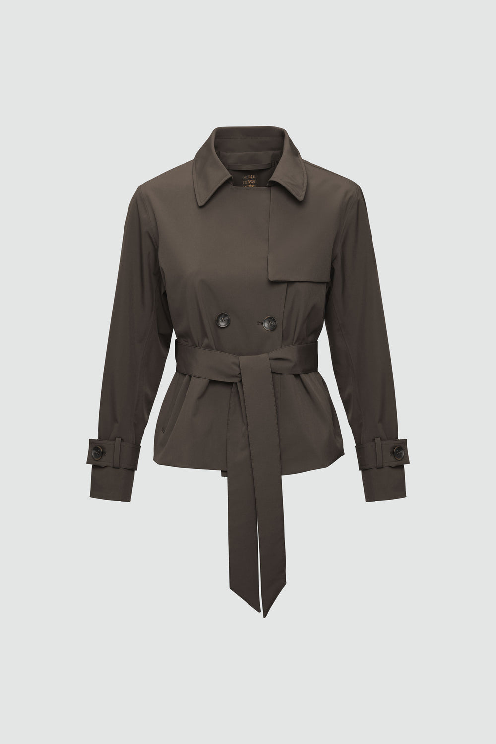 Silhouette de veste avec points de mesure : A poitrine, B taille, C longueur de manche, D longueur dos au milieu