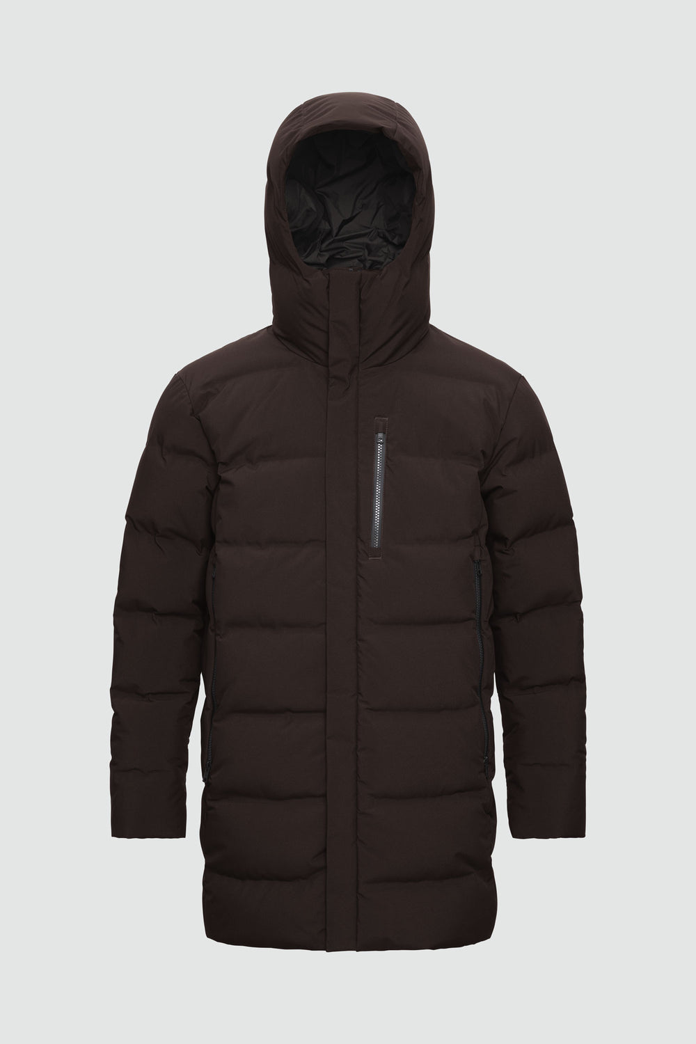 Jacket outline with measurement points: A chest, B waist, C sleeve length, D centre back length