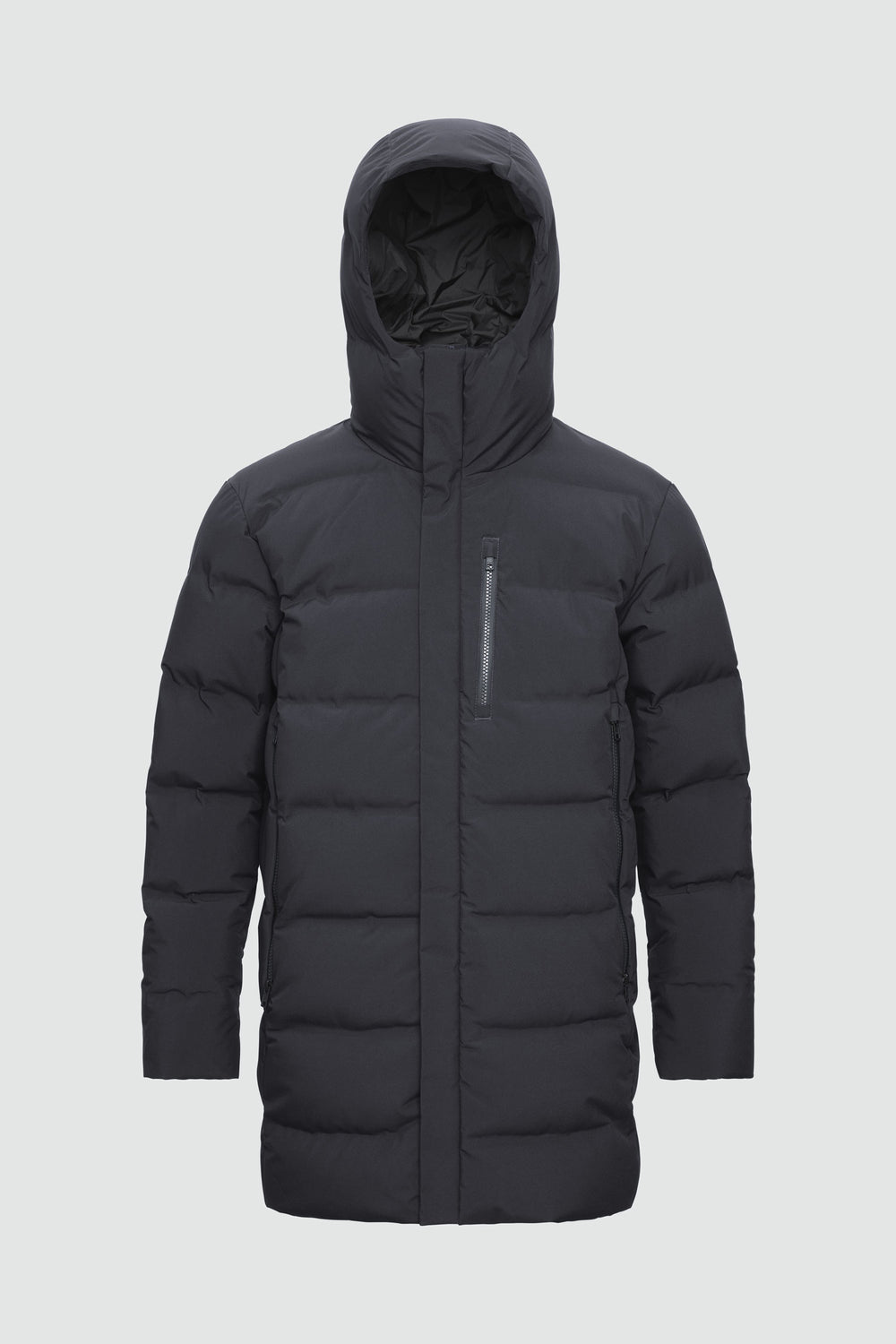 Silhouette de veste avec points de mesure : A poitrine, B taille, C longueur de manche, D longueur dos au milieu