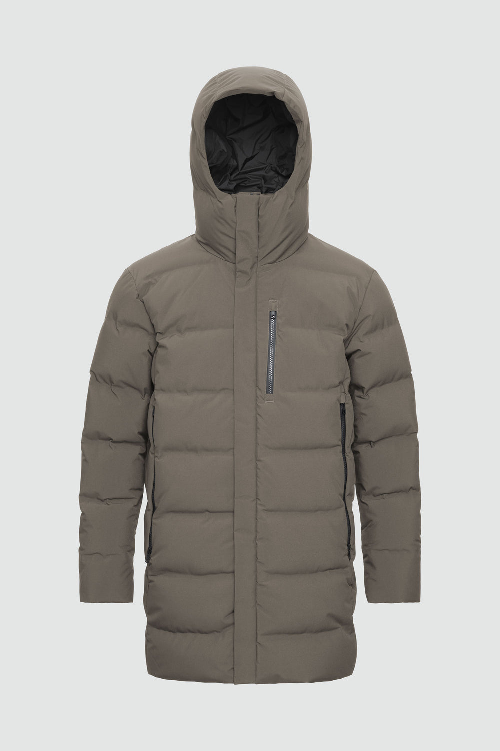 Jacket outline with measurement points: A chest, B waist, C sleeve length, D centre back length