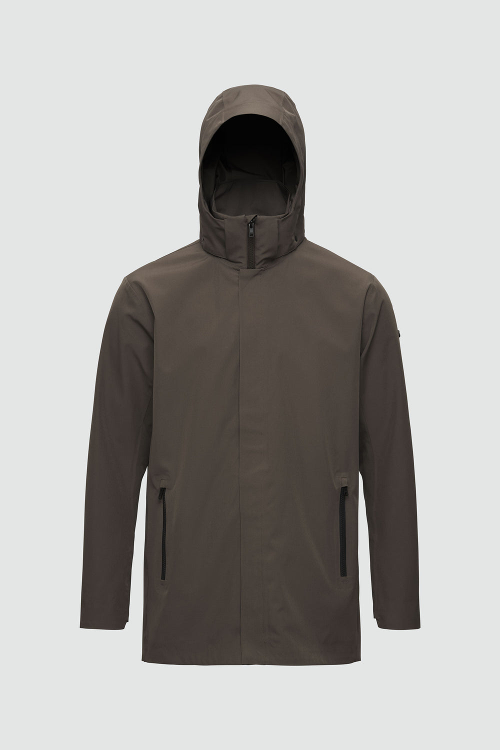 Silhouette de veste avec points de mesure : A poitrine, B taille, C longueur de manche, D longueur dos au milieu