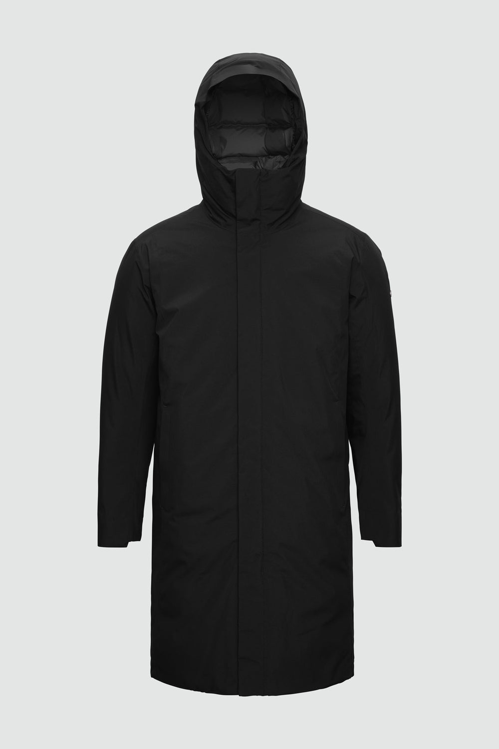 Silhouette de veste avec points de mesure : A poitrine, B taille, C longueur de manche, D longueur dos au milieu