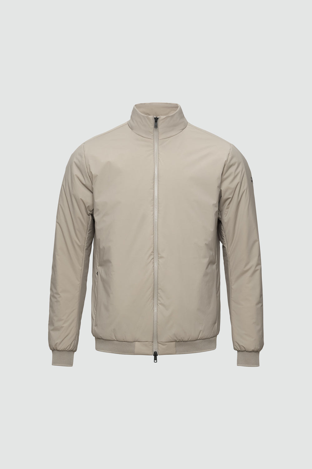 Jacket outline with measurement points: A chest, B waist, C sleeve length, D centre back length