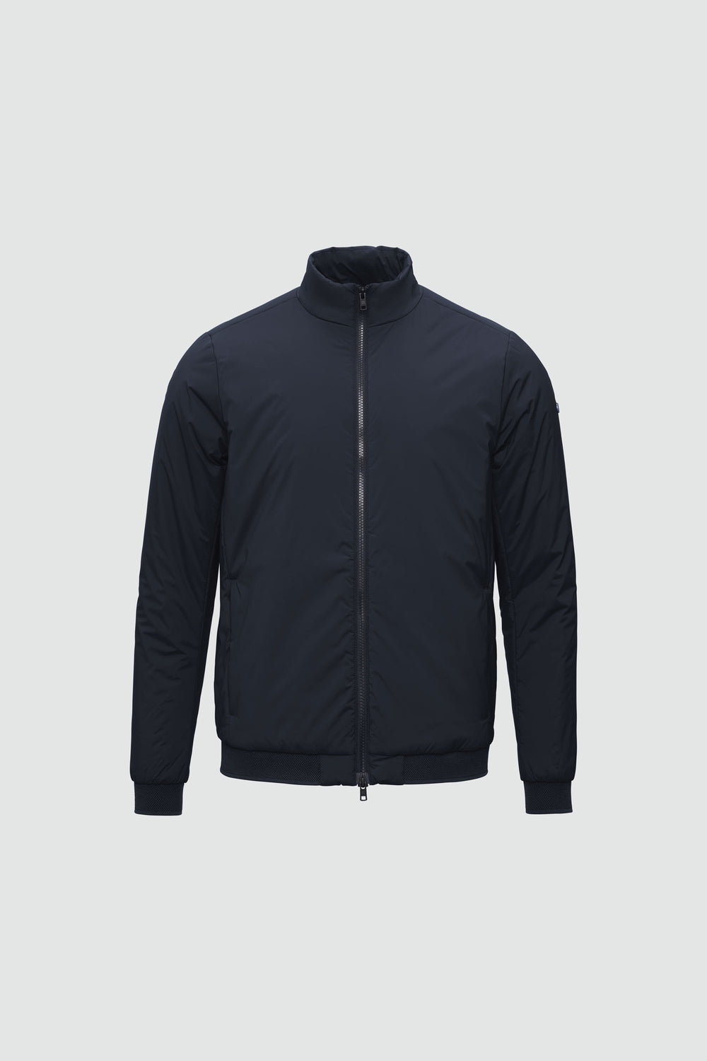 Jacket outline with measurement points: A chest, B waist, C sleeve length, D centre back length