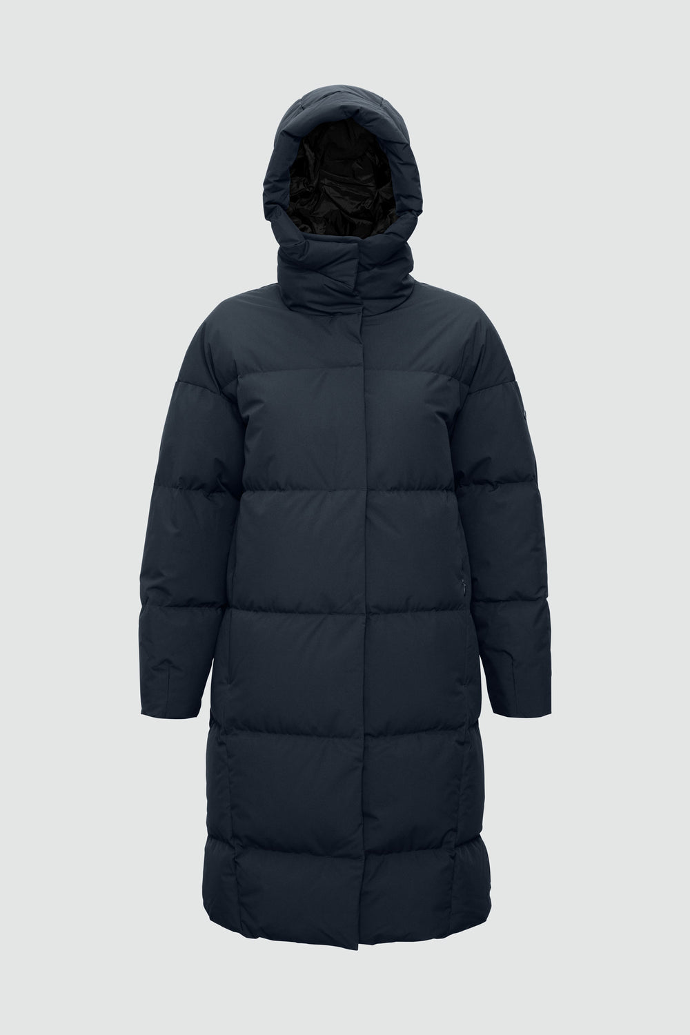 Jacket outline with measurement points: A chest, B waist, C sleeve length, D centre back length