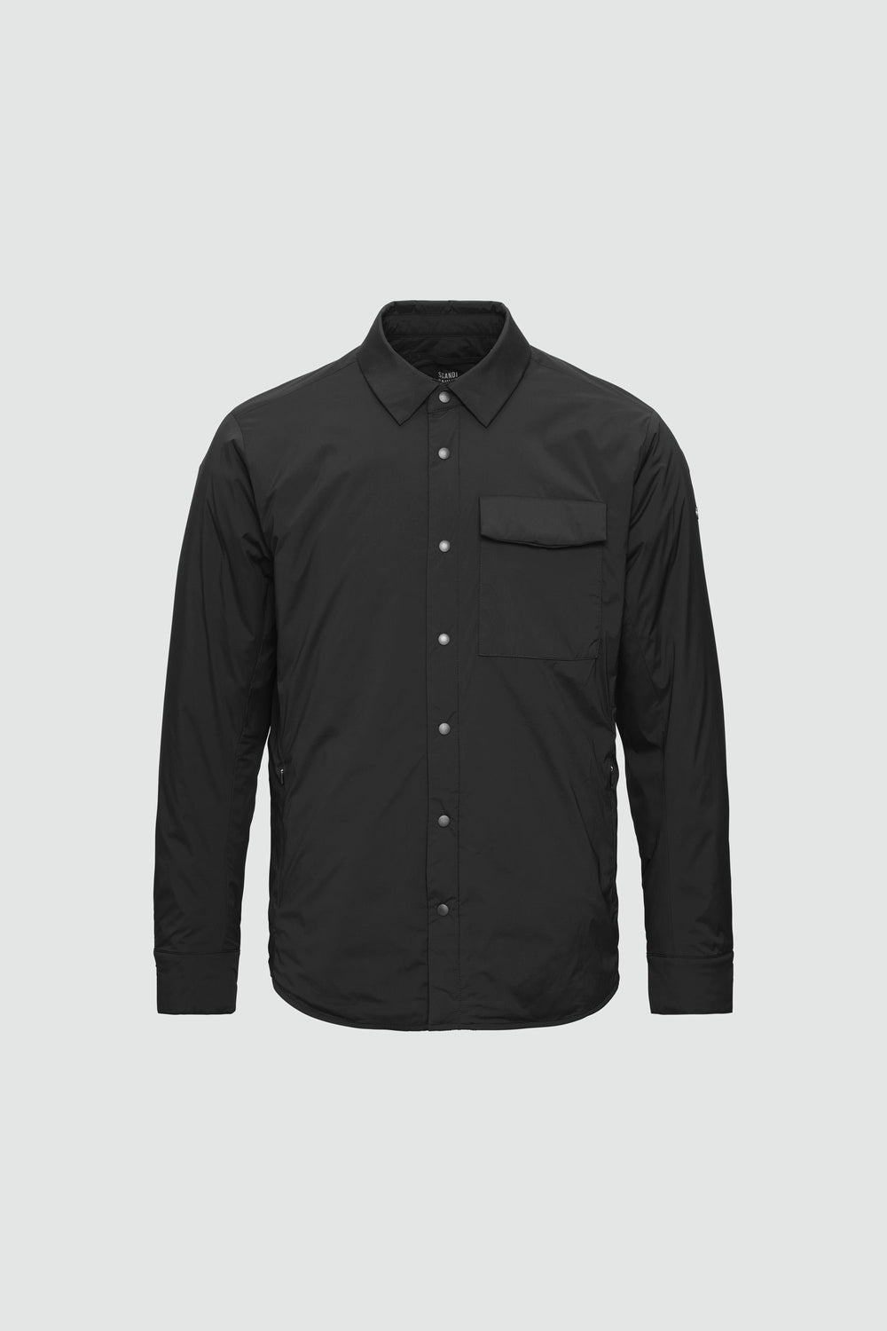 Silhouette de veste avec points de mesure : A poitrine, B taille, C longueur de manche, D longueur dos au milieu
