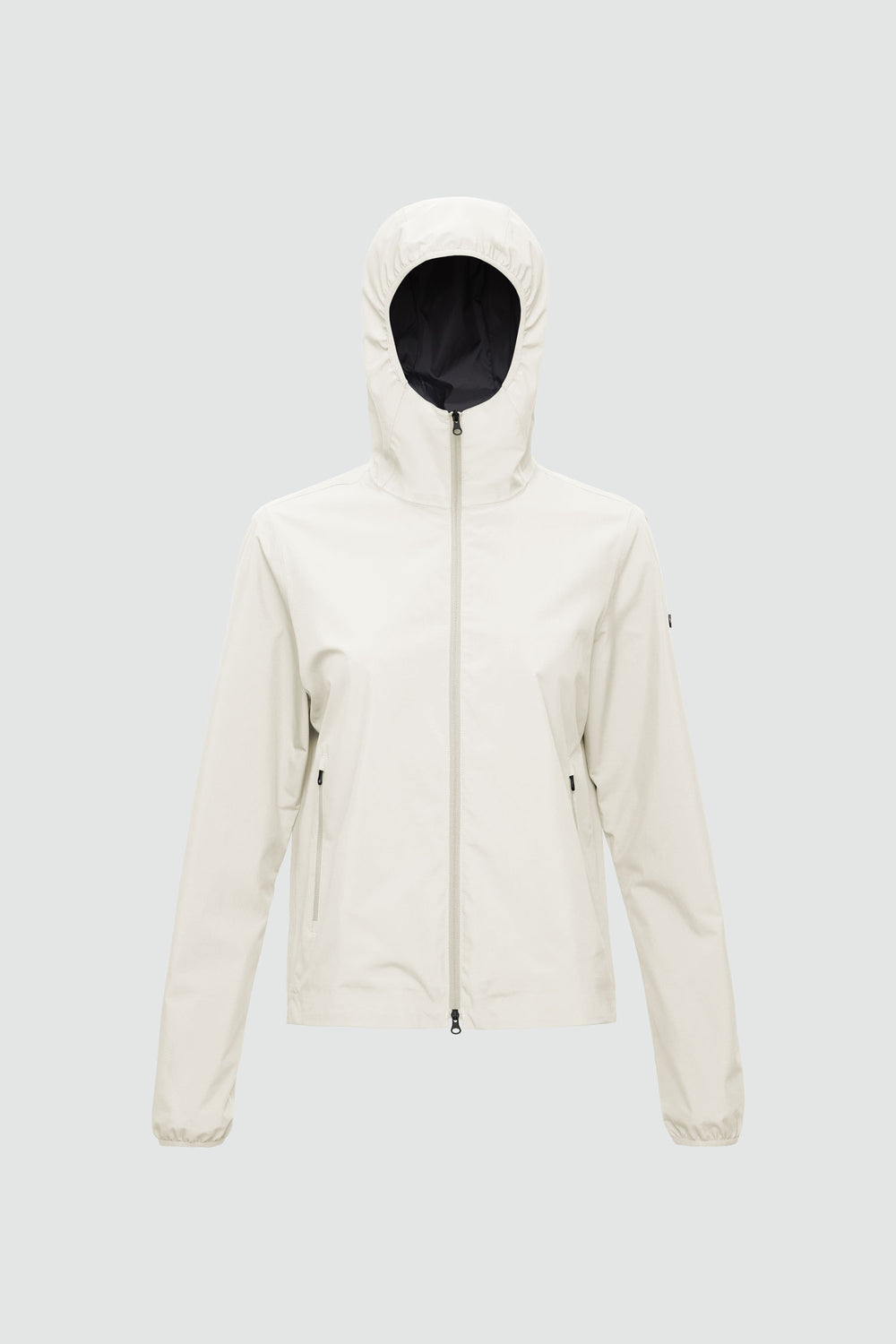 Silhouette de veste avec points de mesure : A poitrine, B taille, C longueur de manche, D longueur dos au milieu